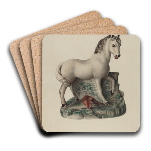Chalkware Horse by Mina Lowry Art Drink Coaster set
