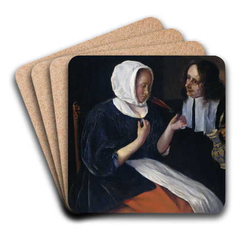 A couple drinking by Jan Steen Art Drink Coaster set