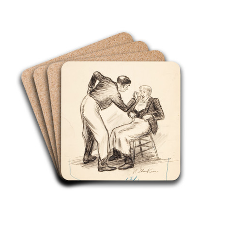 The Waiters Fight by William James Glackens Drink Coasters - set of 4