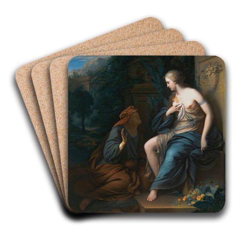 Vertumnus And Pomona by Follower of Adriaen van der Werff Art Drink Coaster set Vertumnus And Pomona by Follower of Adriaen van der Werff Art Drink Coaster set