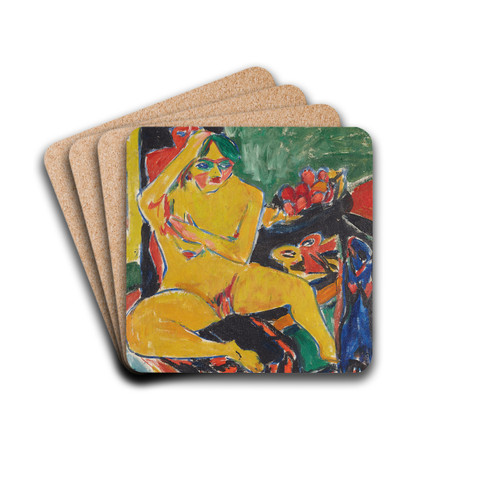 Nude at the Studio by Ernst Ludwig Kirchner Drink Coasters - set of 4