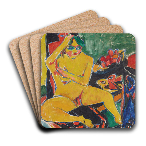Nude at the Studio by Ernst Ludwig Kirchner Art Drink Coaster set