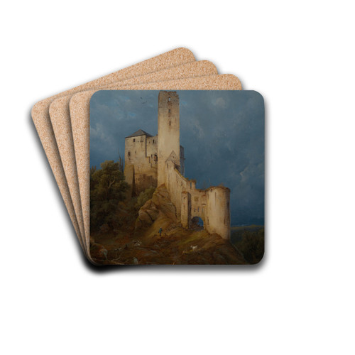 Burgruine by Carl Julius von Leypold Drink Coasters - set of 4