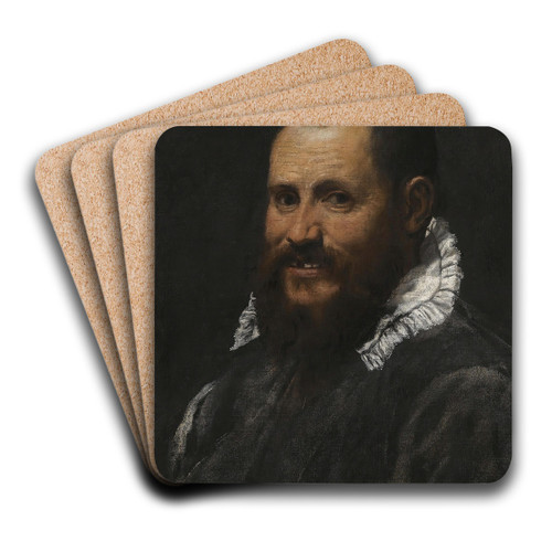 Portrait Of A Man by Annibale Carracci Art Drink Coaster set