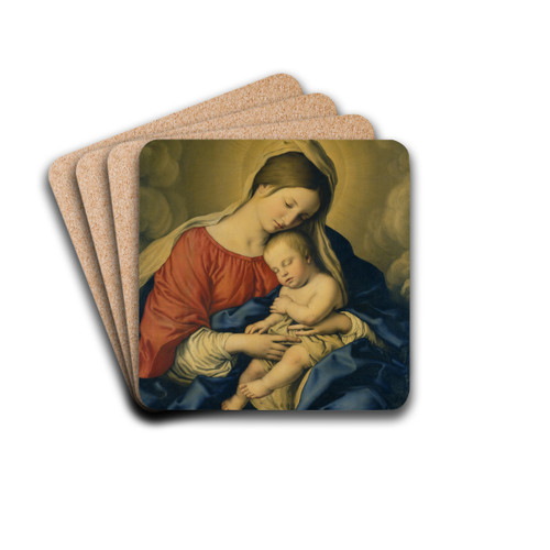 The Virgin and Child by Giovanni Battista Salvi da Sassoferrato Drink Coasters - set of 4 The Virgin and Child by Giovanni Battista Salvi da Sassoferrato Drink Coasters - set of 4
