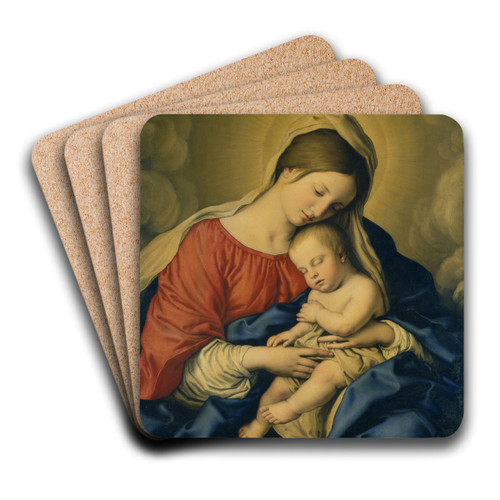 The Virgin and Child by Giovanni Battista Salvi da Sassoferrato Art Drink Coaster set