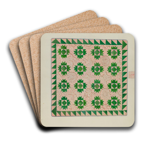 Patchwork Quilt by George Loughridge Art Drink Coaster set Patchwork Quilt by George Loughridge Art Drink Coaster set