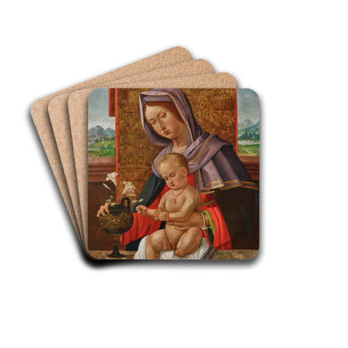 Madonna and Child, a landscape beyond by Giovanni Speranza Drink Coasters - set of 4