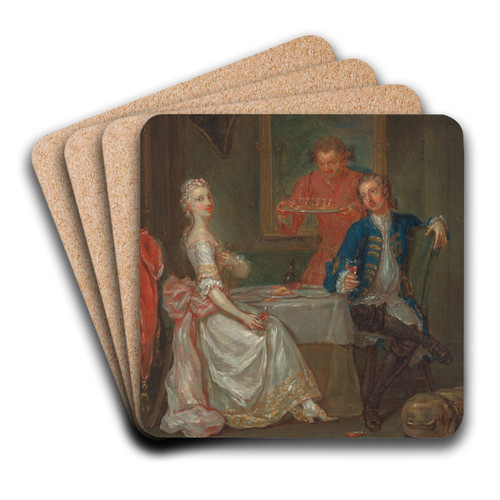 A Dinner Conversation by Marcellus Laroon the Younger Art Drink Coaster set A Dinner Conversation by Marcellus Laroon the Younger Art Drink Coaster set