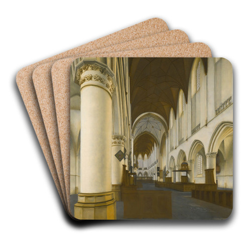 Interior Of St Bavo's, Haarlem by Isaak van Nickelen Art Drink Coaster set