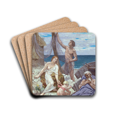The Fishermans Family by Pierre Puvis de Chavannes Drink Coasters - set of 4 The Fishermans Family by Pierre Puvis de Chavannes Drink Coasters - set of 4