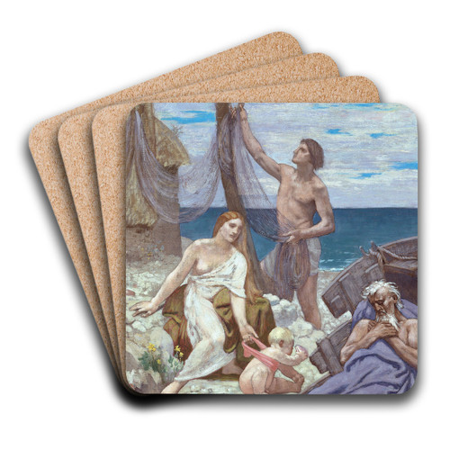 The Fishermans Family by Pierre Puvis de Chavannes Art Drink Coaster set The Fishermans Family by Pierre Puvis de Chavannes Art Drink Coaster set