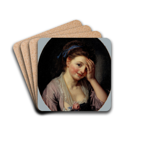 Portrait de jeune fille by French School Drink Coasters - set of 4