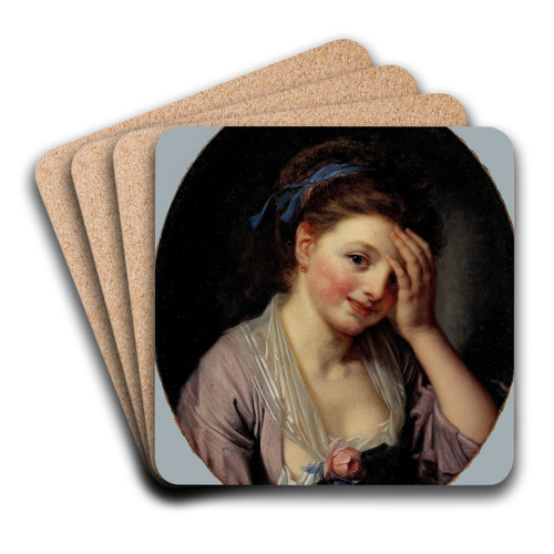 Portrait de jeune fille by French School Art Drink Coaster set