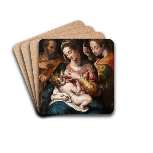 The Holy Family with St Catherine by Giulio Cesare Procaccini Drink Coasters - set of 4