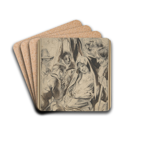 Adoration of the Shepherds by Follower of Jacob Jordaens Drink Coasters - set of 4