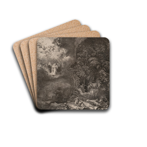 The angel appearing to the shepherds by Rembrandt van Rijn Art Drink Coaster set