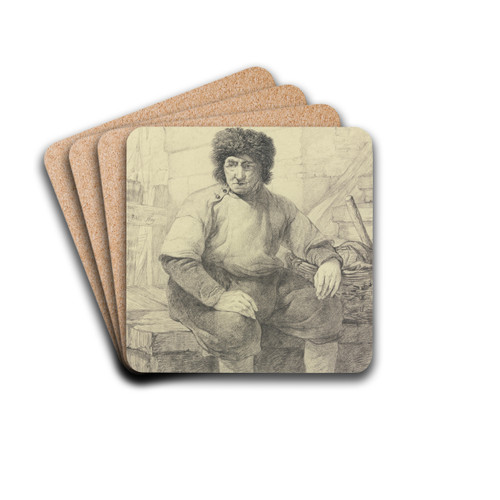 Fischer auf einer Hafenmauer sitzend by Jacob van Strij Drink Coasters - set of 4