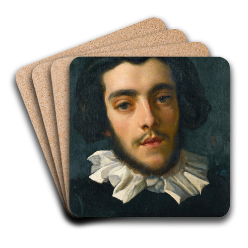 Portrait of Charles Edward Perugini (1839-1918) by Frederic Leighton Art Drink Coaster set Portrait of Charles Edward Perugini (1839-1918) by Frederic Leighton Art Drink Coaster set
