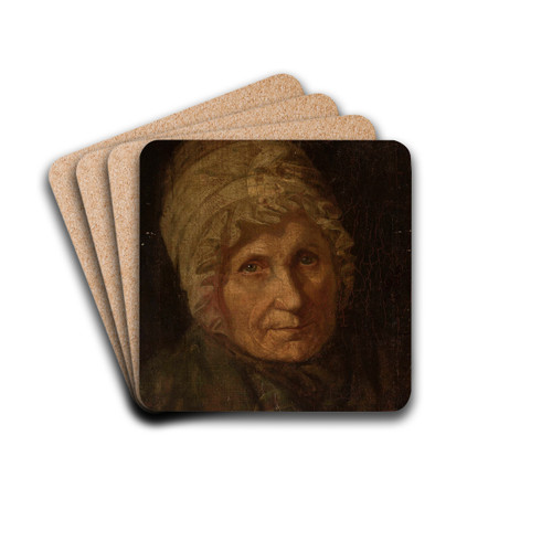 Portrait of a woman in a cap by Jzef Tadeusz Polkowski Drink Coasters - set of 4