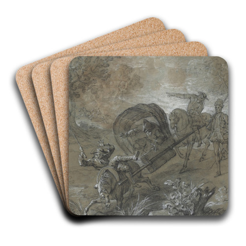 La Rancune en brancard, abattu dans le bourbier by Jean-Baptiste Oudry Art Drink Coaster set La Rancune en brancard, abattu dans le bourbier by Jean-Baptiste Oudry Art Drink Coaster set
