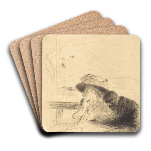It's Over! (large plate) by Jean-Louis Forain Art Drink Coaster set