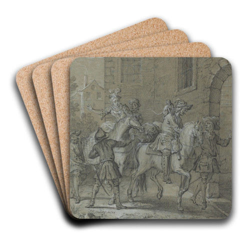 L'Arrivee de l'Operateur dans l'hotellerie by Jean-Baptiste Oudry Art Drink Coaster set L'Arrivee de l'Operateur dans l'hotellerie by Jean-Baptiste Oudry Art Drink Coaster set