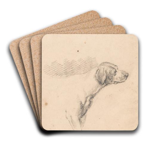 Study of a Hound; Head and Shoulders, Facing Right by George Morland Art Drink Coaster set