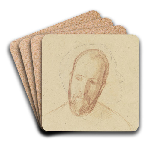 Kopfstudie eines brtigen Mannes, Umrisslinie des Knabenkopfes der Vorderseite des Blattes im Profil nach links by Bernhard von Neher the younger Art Drink Coaster set Kopfstudie eines brtigen Mannes, Umrisslinie des Knabenkopfes der Vorderseite des Blattes im Profil nach links by Bernhard von Neher the younger Art Drink Coaster set