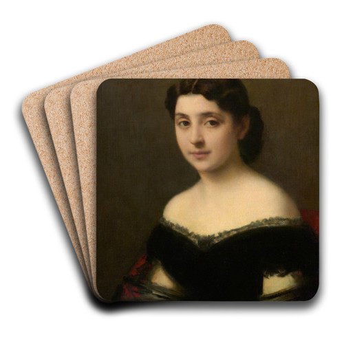 Portrait Of A Woman by Jean-Jacques Henner Art Drink Coaster set Portrait Of A Woman by Jean-Jacques Henner Art Drink Coaster set