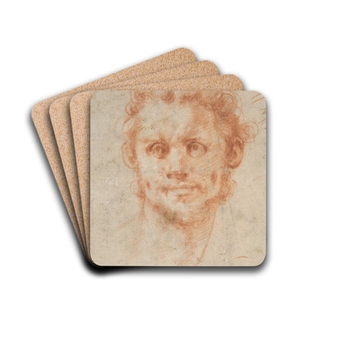 Study of a Man's Head by Pontormo (Jacopo Carucci) Drink Coasters - set of 4