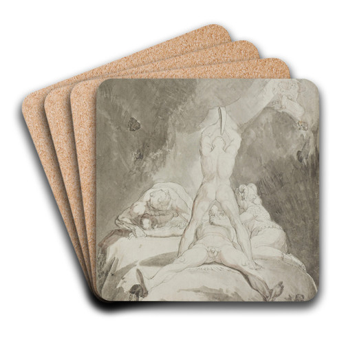Hephaestus, Bia and Crato Securing Prometheus on Mount Caucasus by Henry Fuseli Art Drink Coaster set