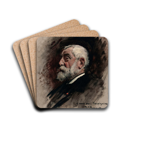 Portrait d'Henri Harpignies by Lon Bonnat Drink Coasters - set of 4 Portrait d'Henri Harpignies by Lon Bonnat Drink Coasters - set of 4
