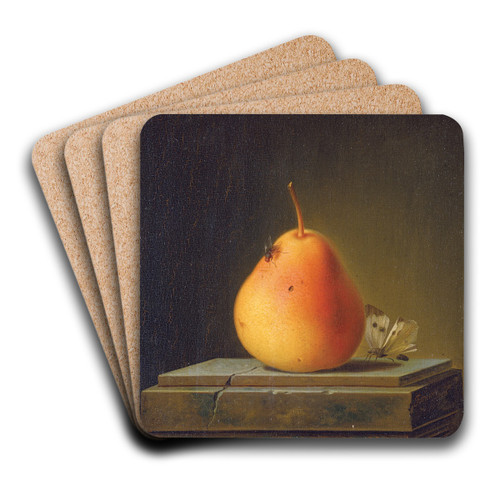 Still Life With Pear And Insects by Justus Juncker Art Drink Coaster set Still Life With Pear And Insects by Justus Juncker Art Drink Coaster set