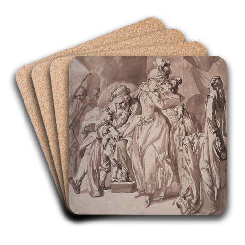 Der Besuch bei den Groeltern by Johann Eleazar Schenau Art Drink Coaster set