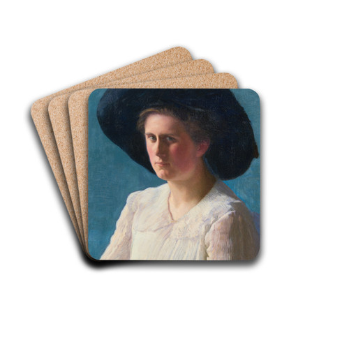 Portrait of Esther Kern by Albert Hermann Daur Drink Coasters - set of 4 Portrait of Esther Kern by Albert Hermann Daur Drink Coasters - set of 4