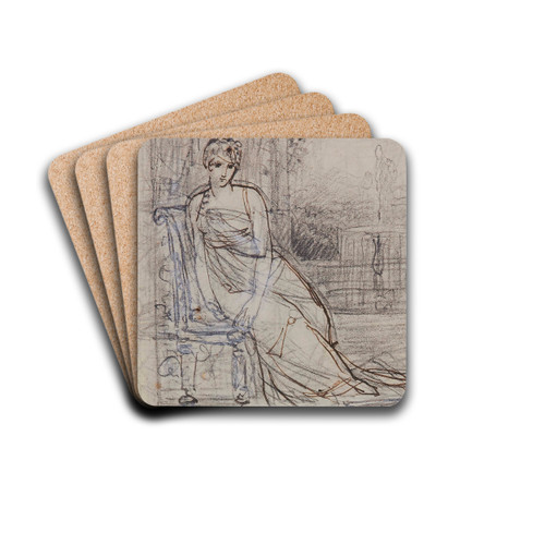 tude pour un portrait de Juliette Rcamier by Franois Grard Drink Coasters - set of 4