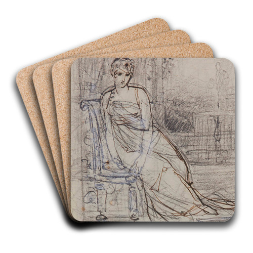 tude pour un portrait de Juliette Rcamier by Franois Grard Art Drink Coaster set