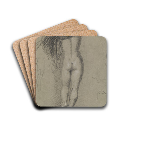 Rear View Study of a Nude Figure by Benjamin Robert Haydon Drink Coasters - set of 4