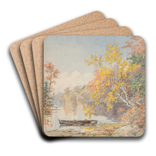 Autumn on the Lake by Jasper Francis Cropsey Art Drink Coaster set