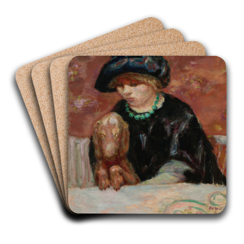 La femme au basset ou Portrait de Marthe Bonnard au basset by Pierre Bonnard Art Drink Coaster set