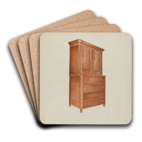 Shaker Cherry Cabinet with Drawers by William Paul Childers Art Drink Coaster set Shaker Cherry Cabinet with Drawers by William Paul Childers Art Drink Coaster set