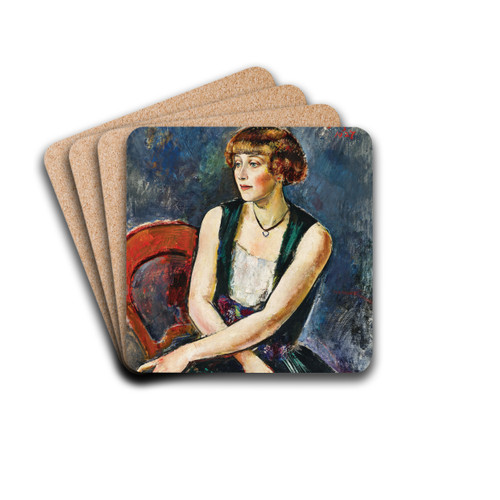 Sitzende Dame mit Pagenkopf (Lisl Schller) by Anton Faistauer Drink Coasters - set of 4