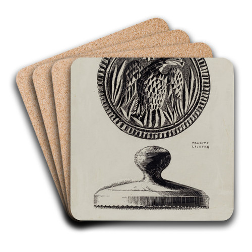 Pa. German Butter Stamp by Frances Lichten Art Drink Coaster set