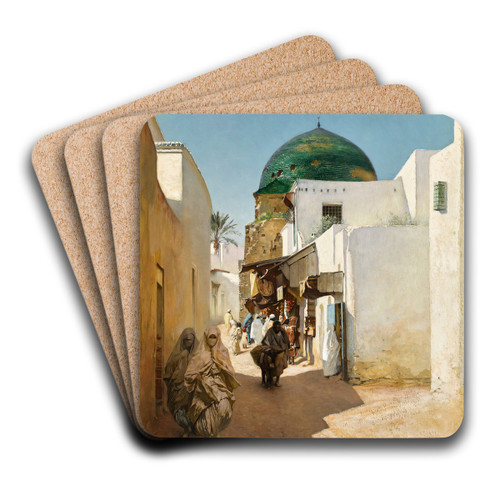 A sunlit street by Rubens Santoro Art Drink Coaster set