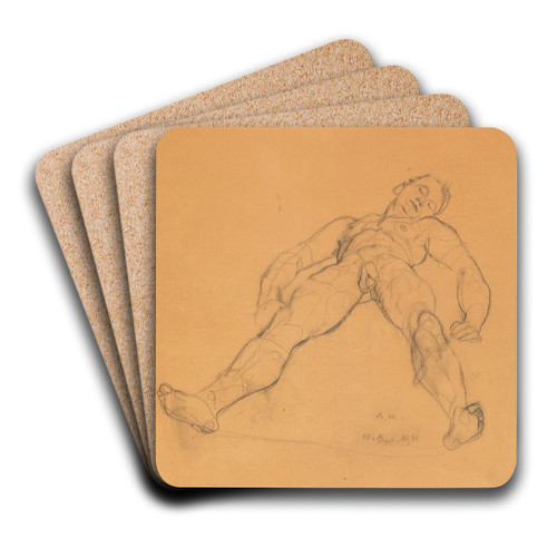 Liegender mnnlicher Akt by Anton Kolig Art Drink Coaster set