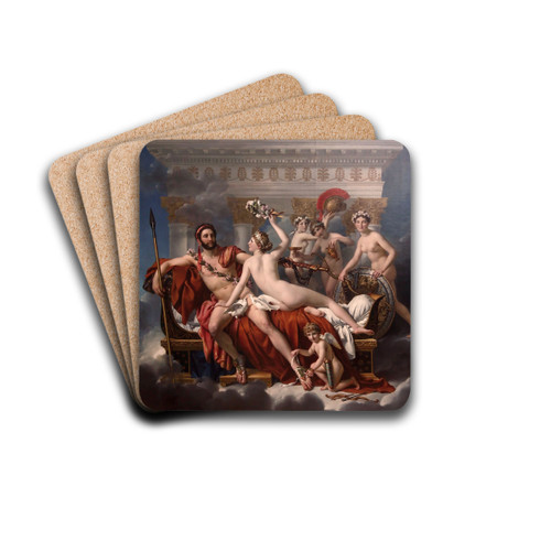 Mars Being Disarmed By Venus by Jacques Louis David Drink Coasters - set of 4 Mars Being Disarmed By Venus by Jacques Louis David Drink Coasters - set of 4