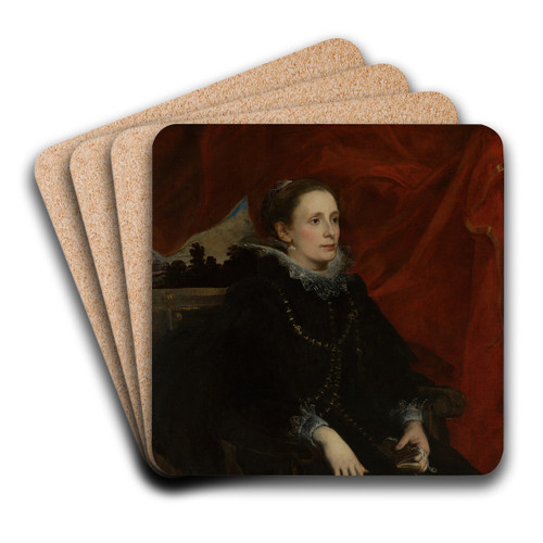Portrait of a Woman, Called the Marchesa Durazzo by Anthony van Dyck Art Drink Coaster set