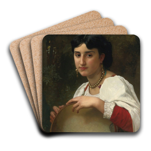Italienne Au Tambourin by William Bouguereau Art Drink Coaster set