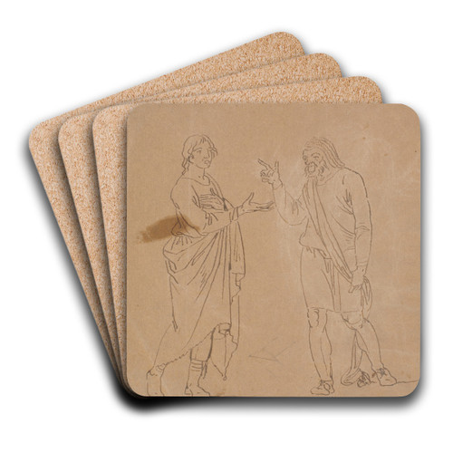 Pamphilus og Davus i samtale by Nicolai Abildgaard Art Drink Coaster set